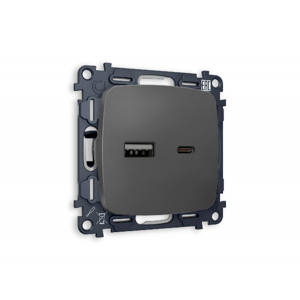 Комплект механизма розетки 2USB A+C 20W (быстрая зарядка) Ambrella Volt Omega MO911010 Комплект механизма розетки 2USB A+C 20W (быстрая зарядка) Ambrella Volt Omega MO911010