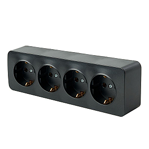 Розетка 4-местная 2P+PE Stekker София черный MST16-14-02 49320