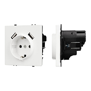 Розетка зк со шторками с USB тип А+А софт-тач белый кварц Arlight SCT-MUAA-SFPL-WH (250V, 16A) 054288(1)