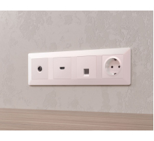 Комплект механизма компьютерной розетки RJ-45 экранированной с автоматической защитной шторкой Alfa Жемчуг Quant Ambrella Volt MA212005 (AP2120, VM185)