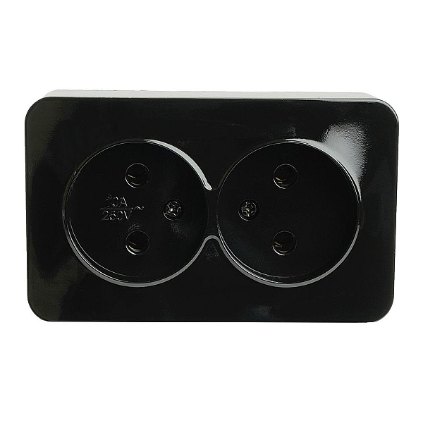 Розетка двойная 2P Stekker София черный MST10-12-02 49315