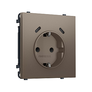 Комплект механизма электрической розетки SIGMA Темная бронза матовый 2USB С+C 20W Ambrella Volt MS640510 (SP6405, PR165)