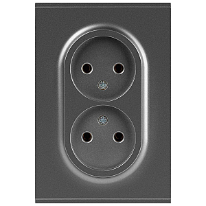 Розетка Эра Arktik 16-2107-06 без заземления двойная 2X2P 16А-250В графит Б0071686
