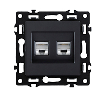 Розетка двойная Ethernet RJ45 Cat.6, черный Kollinger Asthetik AS-018BK