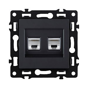 Розетка двойная Ethernet RJ45 Cat.6, черный Kollinger Asthetik AS-018BK