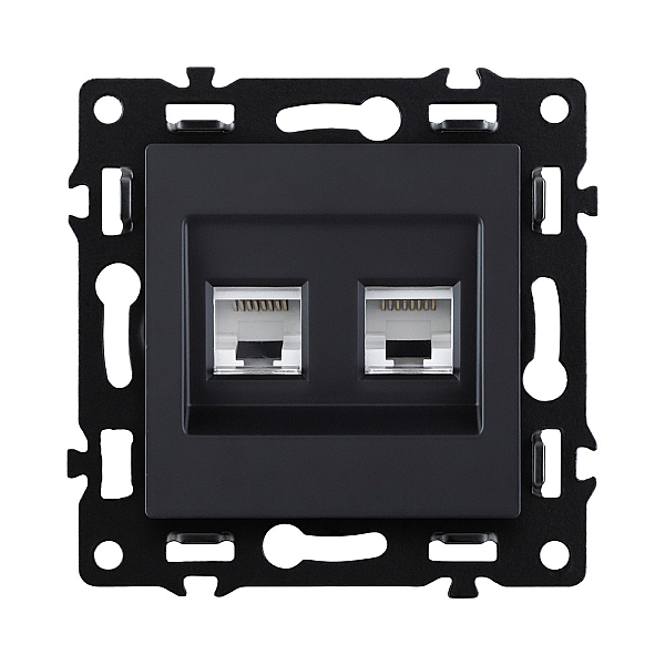 Розетка двойная Ethernet RJ45 Cat.6, черный Kollinger Asthetik AS-018BK