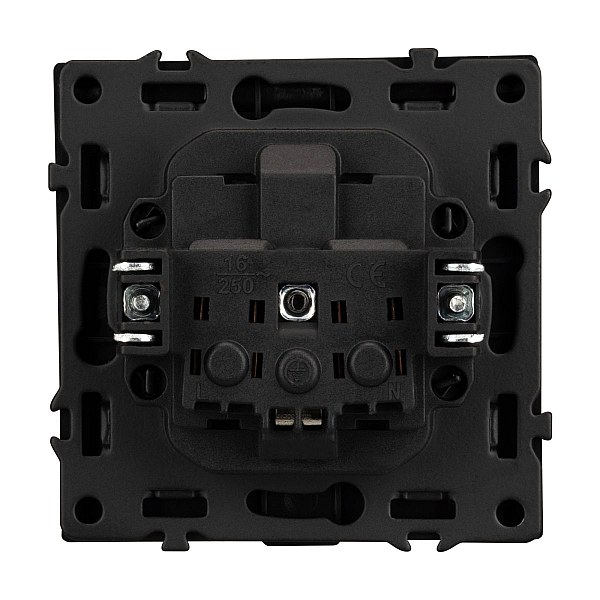 Розетка зк со шторками и крышкой софт-тач черный оникс Arlight SCT-MCP-SFPL-BK (250V, 16A) 054281(1)
