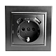 Розетка 1-местная с/з Stekker, PST16-9016-03, 250В, 16А с USB+ type C Эрна, черный 50078