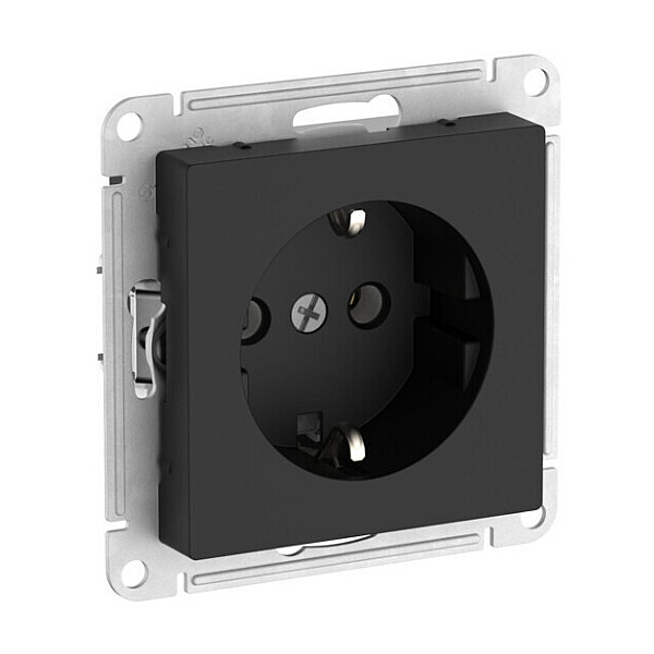 Розетка с заземлением, 16А, мех., быстрозажим. клем. Systeme Electric AtlasDesign Карбон ATN001043S