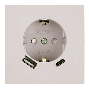 Розетка 1-местная 16А + USB + Type C (механизм) Stekker 250В 20W Мия RST16-3119-08 50482