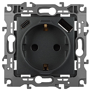 Розетка со шторками с USB type-A+C Эра 12-4108-12 Б0067700