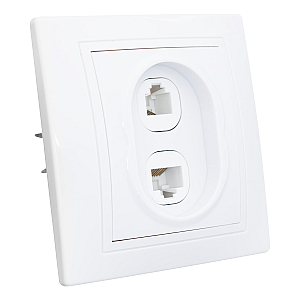 Розетка телефонная RJ11 + компьютерная RJ45 скрытой установки IP20, белая 'Дельта' General 477229