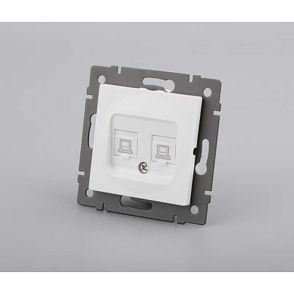Механизм компьютерной розетки двойной Arlight SCT-MPC2-PL-WH-V (RJ-45, CAT6) 049854