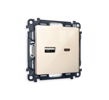 Комплект механизма розетки 2USB A+C 20W (быстрая зарядка) Ambrella Volt Alfa MA311010