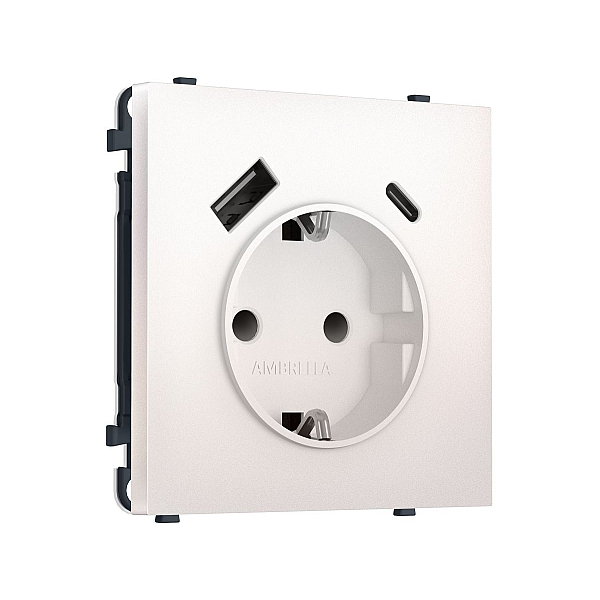 Комплект механизма электрической розетки SIGMA Жемчуг 2USB A+C 20W Ambrella Volt MS210010 (SP2100, PR160)
