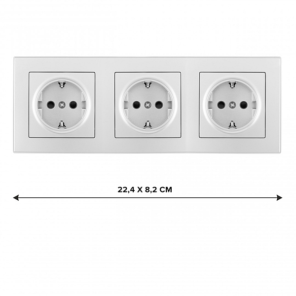 Розетка тройная (трехпостовая) с/з и шторками Arte Milano SET06-3-40-1x3 silver