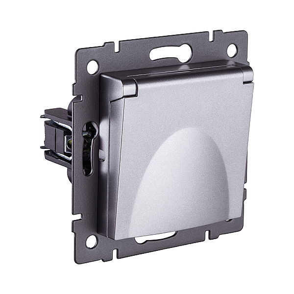 Розетка штепсельная SCHUKO 16A/250 В с крышкой, серый Kollinger REA-006GY для Aspekt, Eleganz, Reflex
