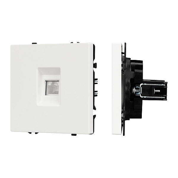 Розетка компьютерная софт-тач белый кварц Arlight SCT-MPC1-SFPL-WH (RJ-45, CAT6) 054304(1)