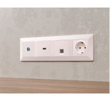 Комплект механизма TV розетки оконечной экранированной 5-1000MHz 3dB Alfa Жемчуг Quant Ambrella Volt MA213005 (AP2130, VM199)