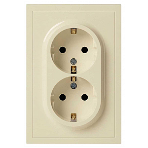 Розетка Эра Galaxy 15-2104-02 с заземлением двойная 2X2P+E Schuko 16А-250В IP20 слоновая кость Б0070679