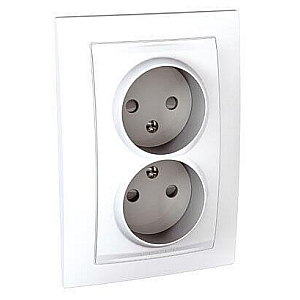 Розетка двойная Schneider Electric Unica б/з со шторками 10A 250V MGU23.063.18D