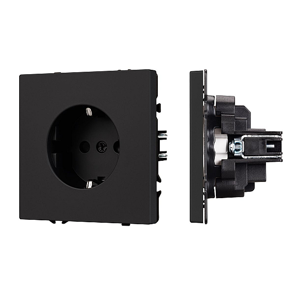 Розетка зк со шторками софт-тач черный оникс Arlight SCT-MEU-SFPL-BK (250V, 16A) 054277(1)