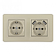 Розетка двойная (двухпостовая) с/з и шторками + USB Arte Milano SET16-2-47-1-40-1 shampan