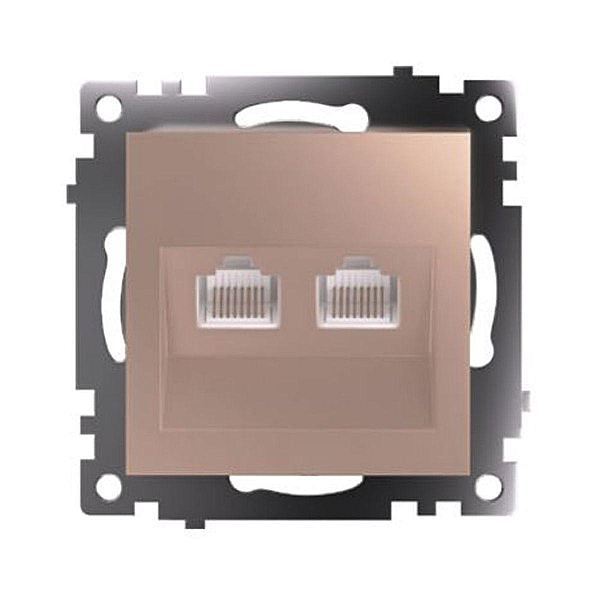 Розетка компьютерная 2-местная RJ-45 (механизм) Stekker GLS00-7109-02 Катрин, шампань 50004
