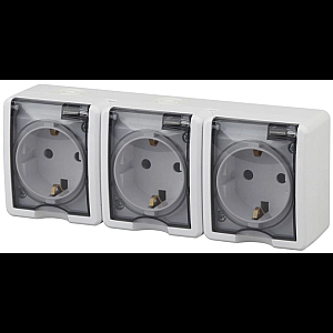Розетка ЭРА Эксперт 3х2P+E IP54 со шторками 16A 250V 11-2406-01 Б0020722