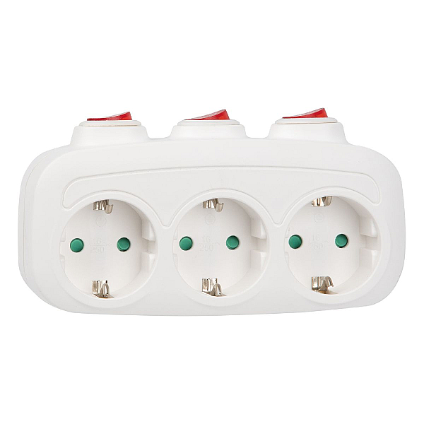 Разветвитель сетевой с выключателем Uniel S-GES3-16OB WHITE UL-00011239