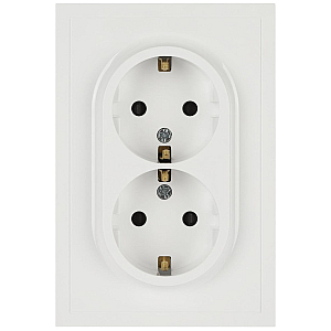 Розетка ЭРА Galaxy 15-2104-01 с заземлением двойная 2X2P+E Schuko 16А-250В IP20 белый Б0070678
