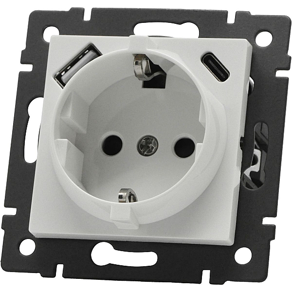 Механизм розетки с быстрой USB зарядкой Arlight SCT-MUAC-PL-WH-V (250V, 16A) 049822