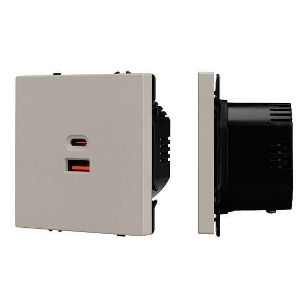 USB Розетка тип A+C софт-тач кашемир Arlight SCT-MUAC-SFPL-FC-CA (65W, QC3) 059446(1)