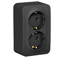 Розетка 2-ая с/з со шторками 16А,250В, изолир. пластина Systeme Electric Blanca наруж Антрацит BLNRA011216