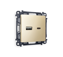 Комплект механизма розетки 2USB A+C 20W (быстрая зарядка) Ambrella Volt Alfa MA611010