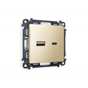 Комплект механизма розетки 2USB A+C 20W (быстрая зарядка) Ambrella Volt Alfa MA611010