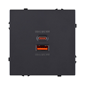 Розетка USB A+C 65W, черный матовый Kollinger Eclipse EC-024BK