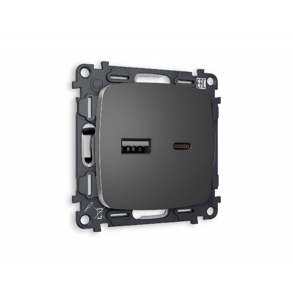Комплект механизма розетки 2USB A+C 20W (быстрая зарядка) Ambrella Volt Omega MO661010 Комплект механизма розетки 2USB A+C 20W (быстрая зарядка) Ambrella Volt Omega MO661010