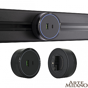 Трековая розетка Arte Milano Am-track-sockets 380066TS LED/USB-Type-C Black