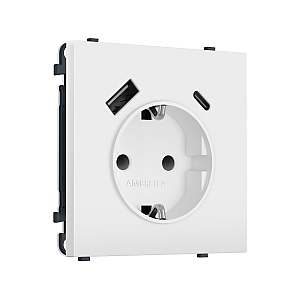 Комплект механизма электрической розетки SIGMA Белый матовый 2USB A+C 20W Ambrella Volt MS130010 (SP1300, PR160)