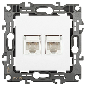 Розетка компьютерная двойная RJ45 Эра 12-3108-01М Б0065686