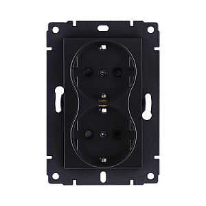 Розетка штепсельная SCHUKO двойная 16A/250 В, черный матовый Kollinger REA-032BM для Aspekt, Eleganz, Reflex