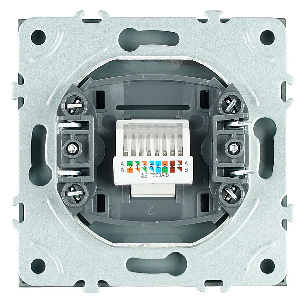Розетка компьютерная 1-местная RJ-45 (механизм), Stekker Эмили, RST00-5117-09, антрацит, soft touch 49925