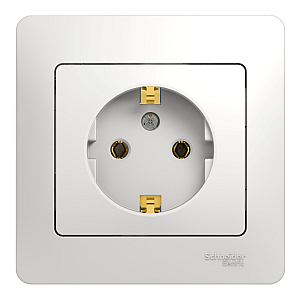 Розетка с/з (в сборе с рамкой) Systeme Electric Glossa Бел GSL000142