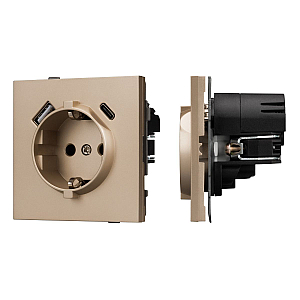 Механизм розетки с USB зарядкой Arlight SCT-TENDO-MUAC-PL-GD (230V, 16A) 054089