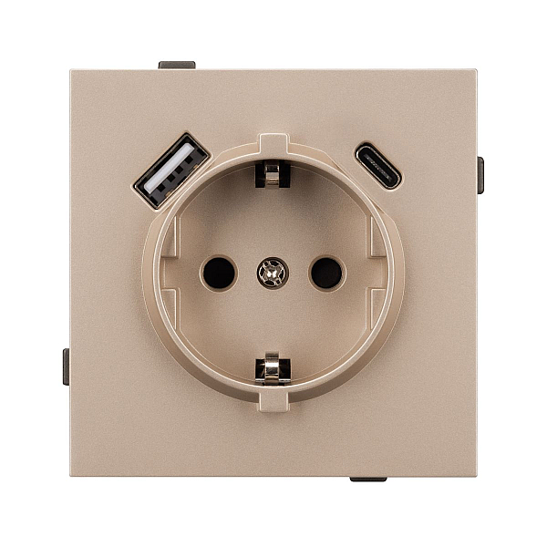 Механизм розетки с USB зарядкой Arlight SCT-TENDO-MUAC-PL-GD (230V, 16A) 054089