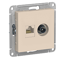 Розетка компьютерная двойная RJ45+TV Systeme Electric AtlasDesign Беж ATN000289