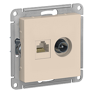Розетка компьютерная двойная RJ45+TV Systeme Electric AtlasDesign Беж ATN000289