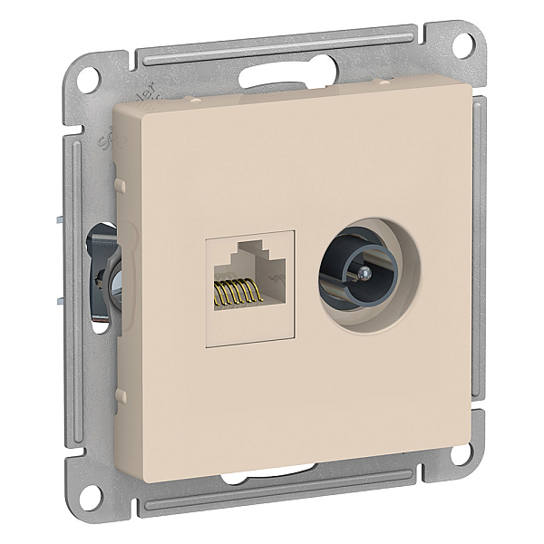 Розетка компьютерная RJ45/TV Systeme Electric AtlasDesign 5e кат UTP бежевая ATN000289