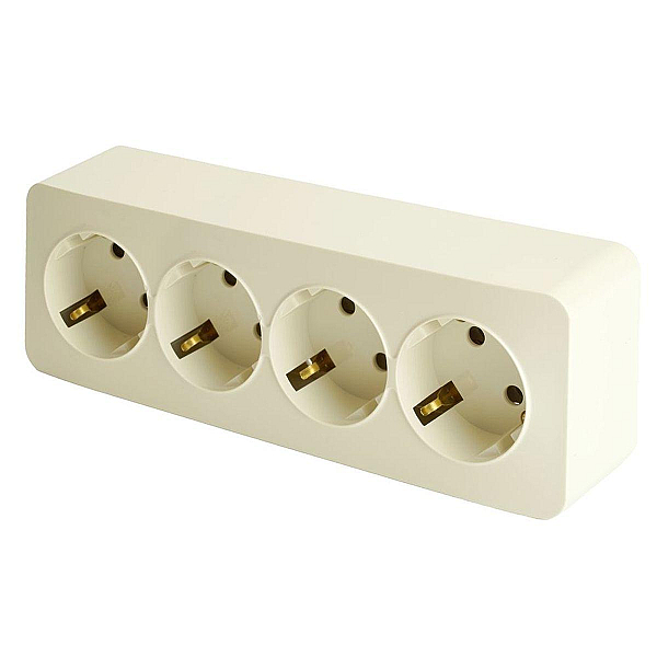 Розетка 4-местная 2P+PE Stekker София слоновая кость MST16-14-04 49505